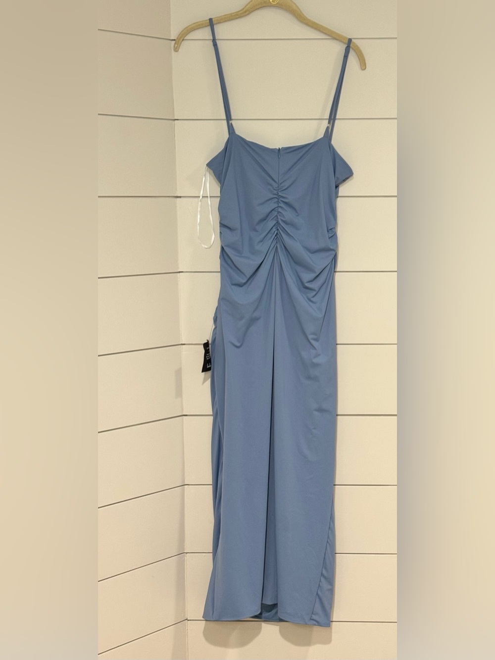 NEW Lulus Mesmerizing Reputation Slate Blue Twist-Front Bodycon Midi Dress XL - Picture 9 of 9